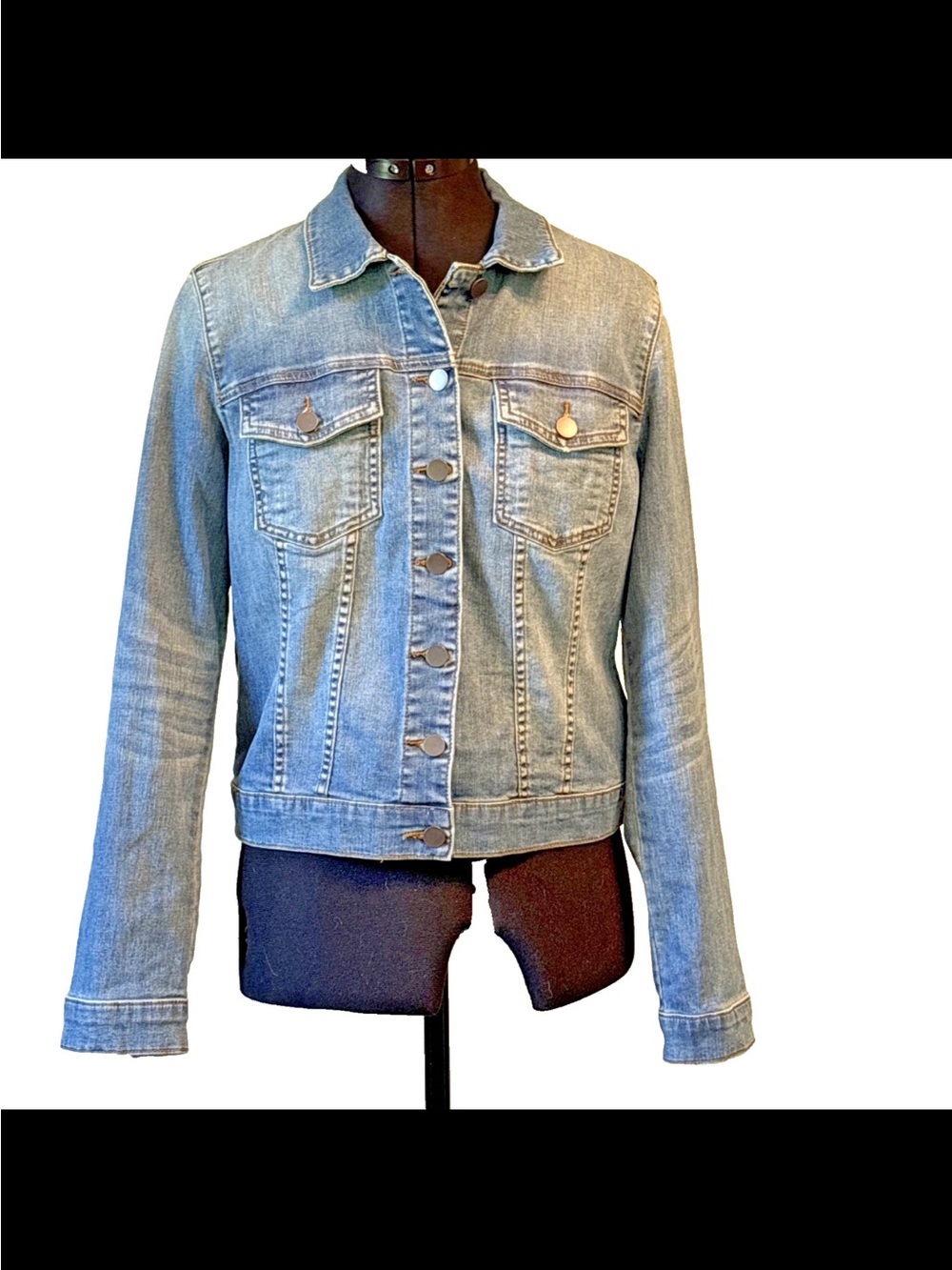 Kut From The Kloth Helena Denim Jacket Womens L Blue Stretch Jean Jacket KJ668